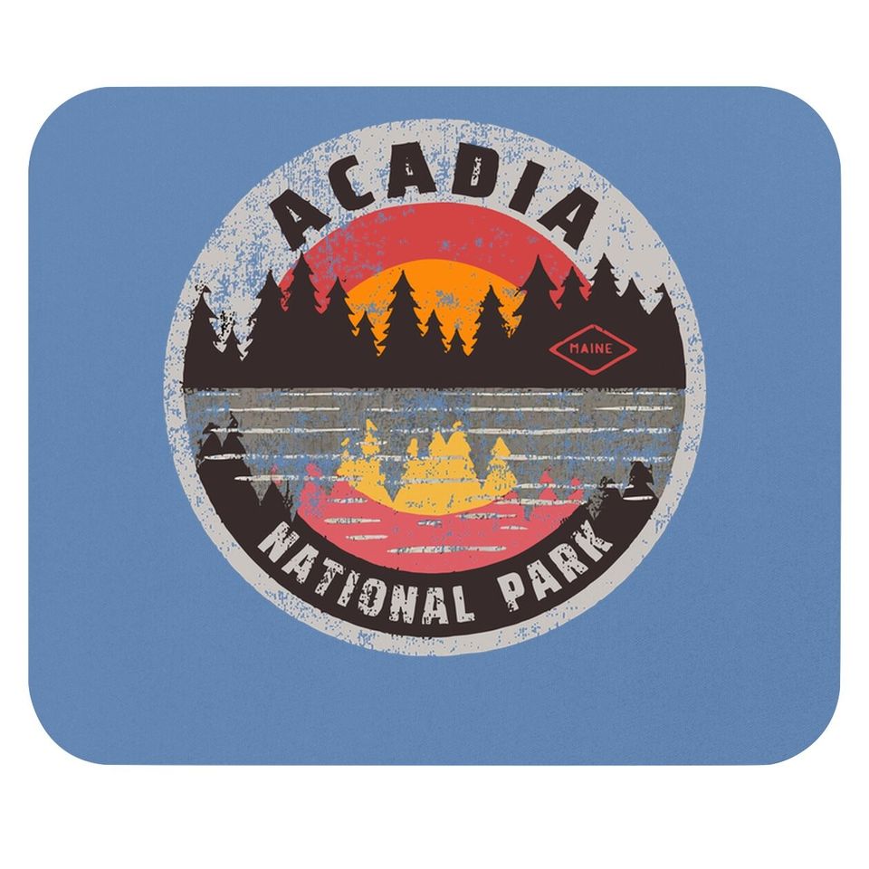 Vintage Acadia National Park Maine Camping Hiking Mouse Pad