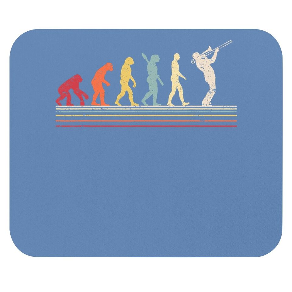 Funny Trombone Mouse Pad. Retro Vintage Evolution Of Man Mouse Pad