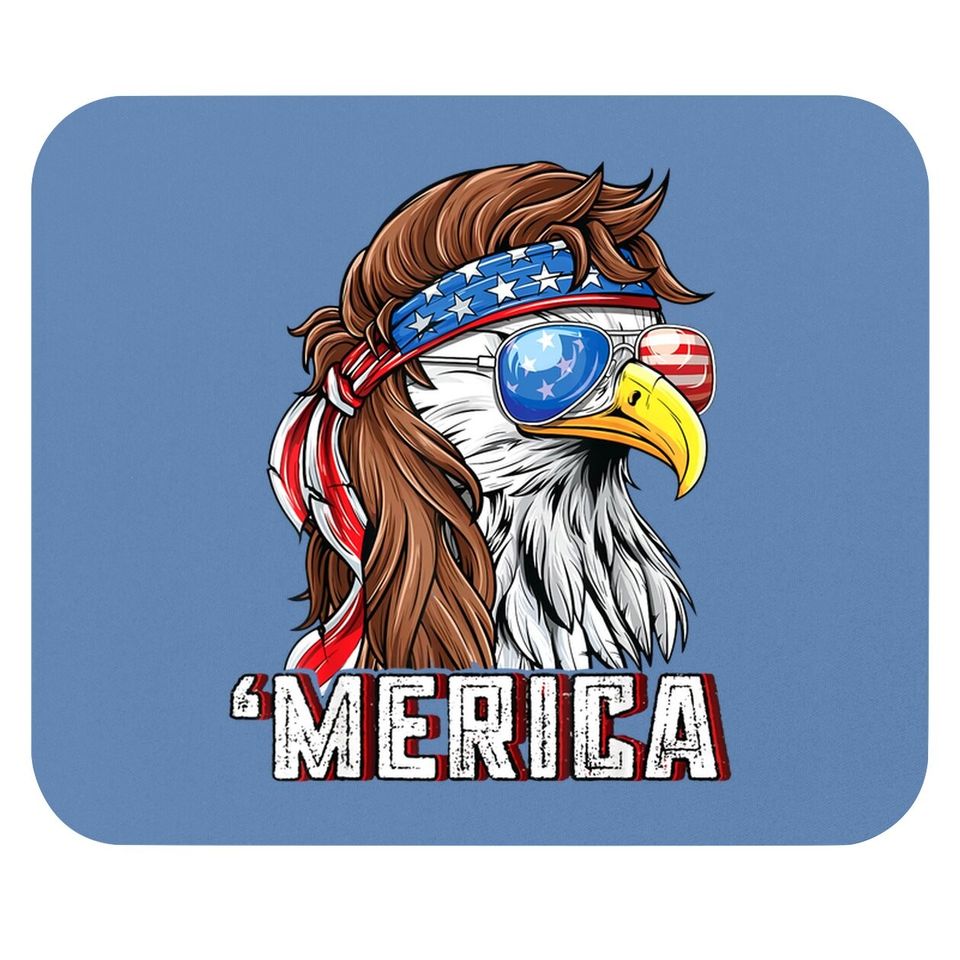 Merica Usa American Flag Patriotic 4th Of July Bald Eagle Mouse Pad