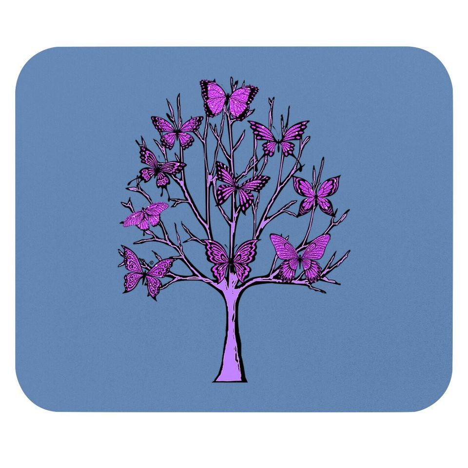 Purple Butterfly Tree Of Life Butterflies Mouse Pad
