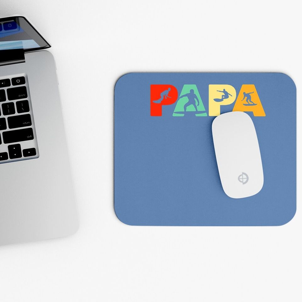 Surf Dad, Retro Papa Surfing Father's Gift Mouse Pad