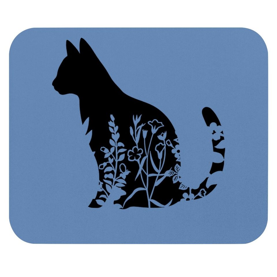 Cat Mouse Pad, Cat Mouse Pad, Floral Cat Mouse Pad, Cat Lover Mouse Pad