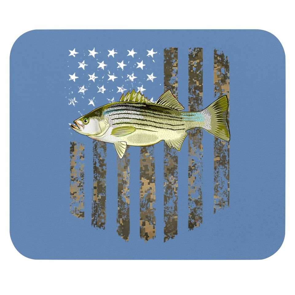 American Flag Striped Bass Fishing Mouse Pad