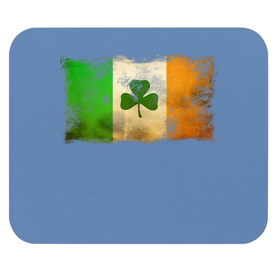 Distressed Ireland Flag Shamrock Vintage Irish Flags Mouse Pad