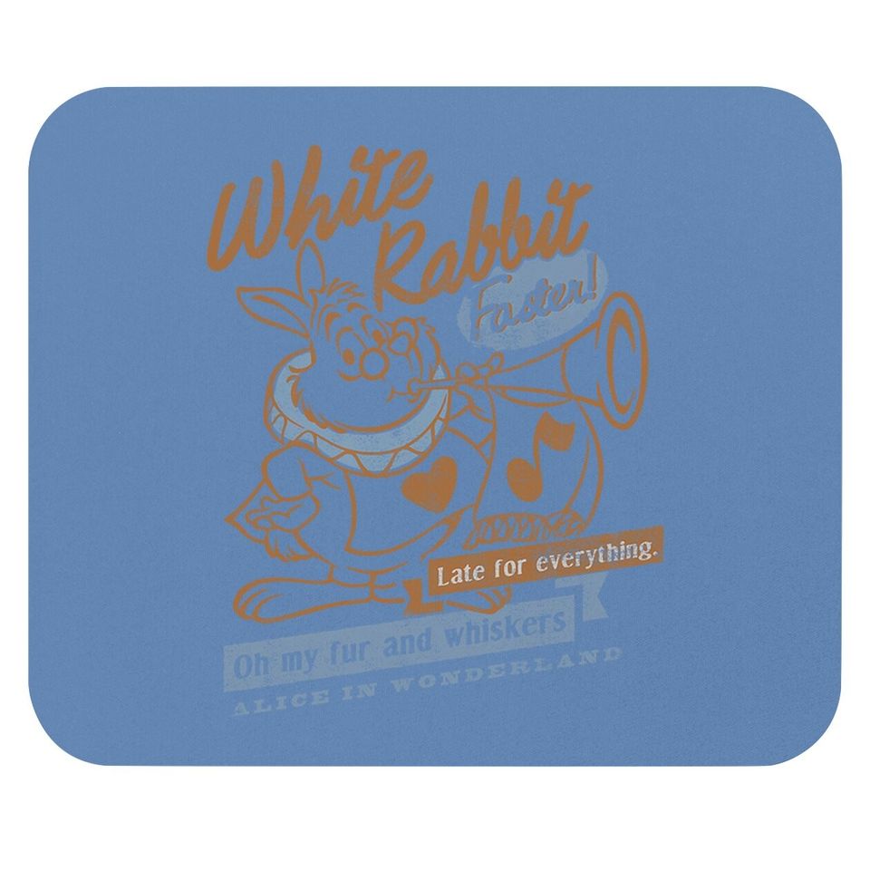 Alice In Wonderland White Rabbit Outlined Text Poster Mouse Pad