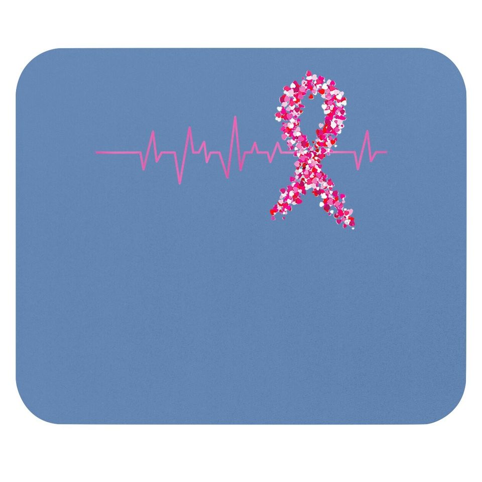 Pink Heartbeat Ribbon Breast Cancer Mouse Pad Warrior Mouse Pad