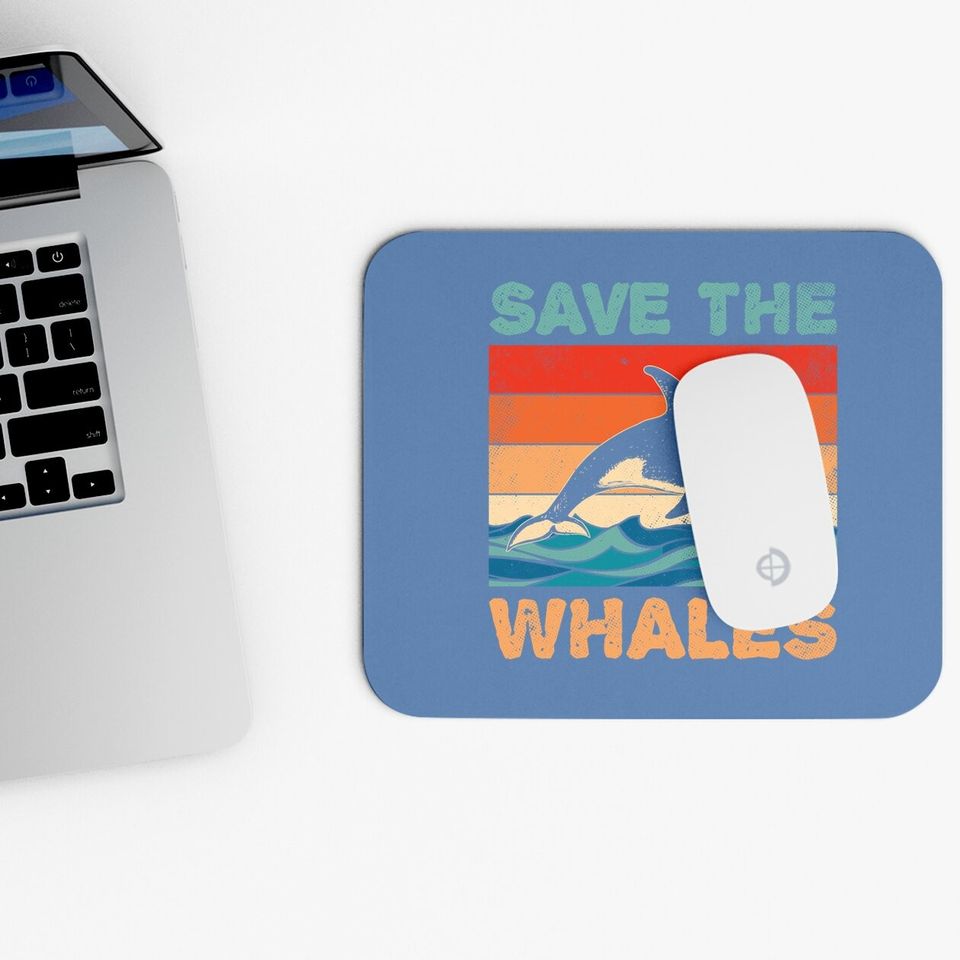Save The Whales Retro Vintage Orca Whale Mouse Pad