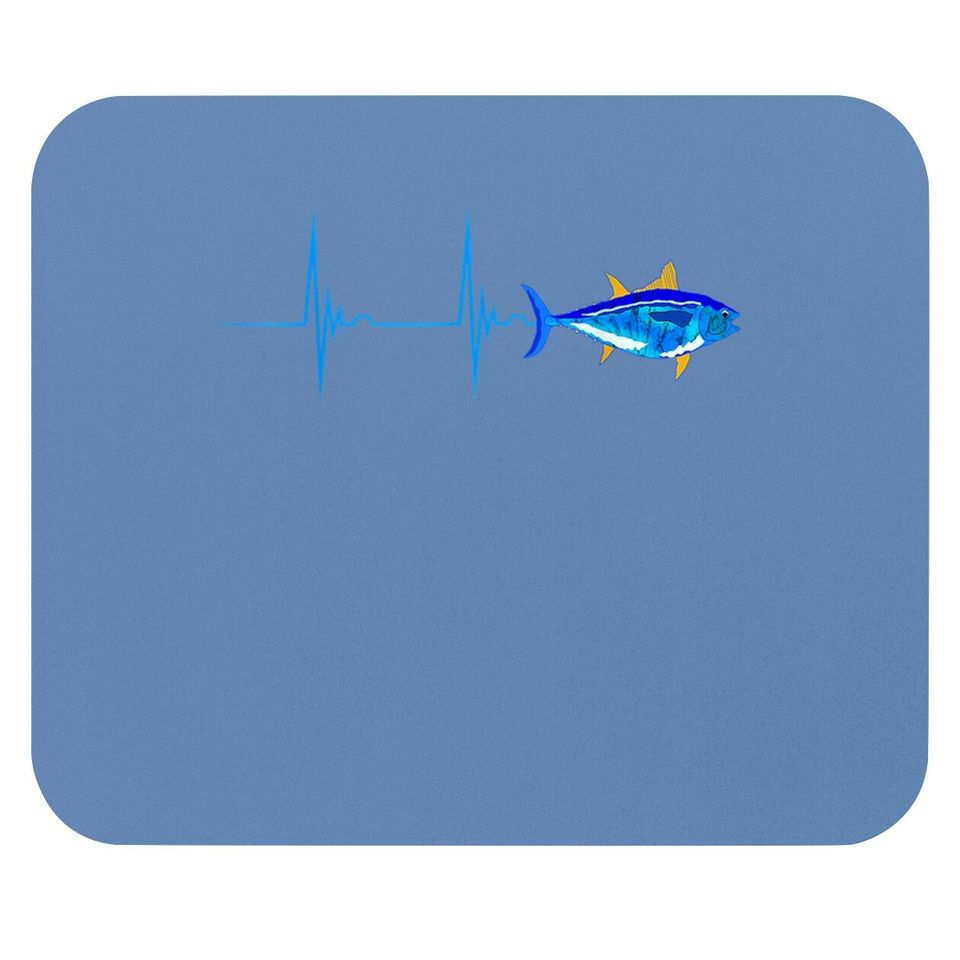 Bluefin Tuna Heartbeat Ekg Pulseline Deep Sea Fishing Mouse Pad