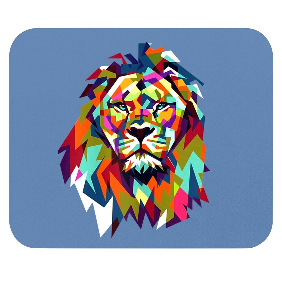 Cool Leo Star Sign Geometric African Animal Cat Lion Face Mouse Pad