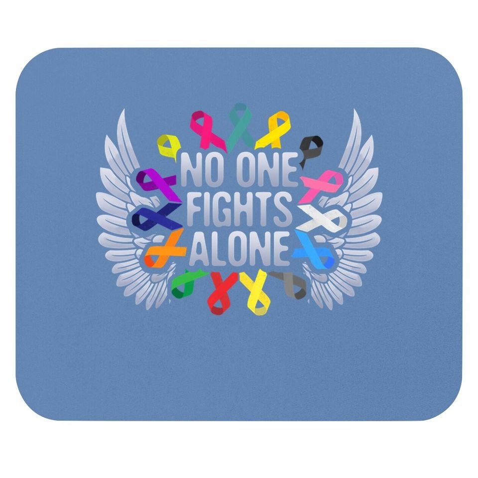 No One Fights Alone Multicolor Ribbon For Cancer Awareness Mouse Pad