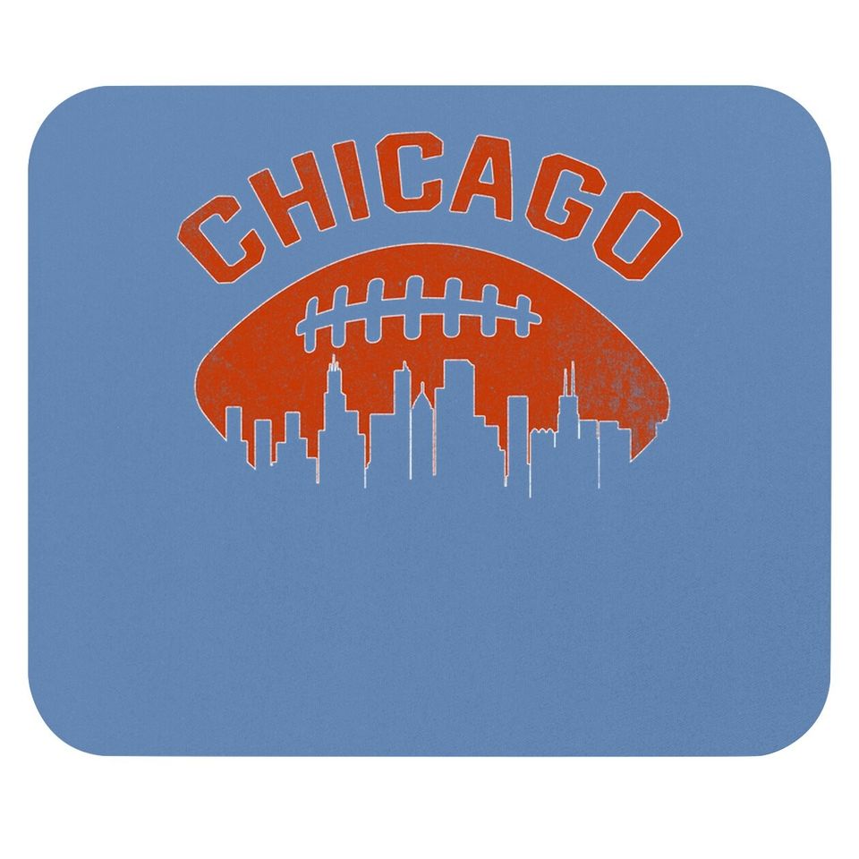 Chicago Illinois Cityscape Retro Football Mouse Pad