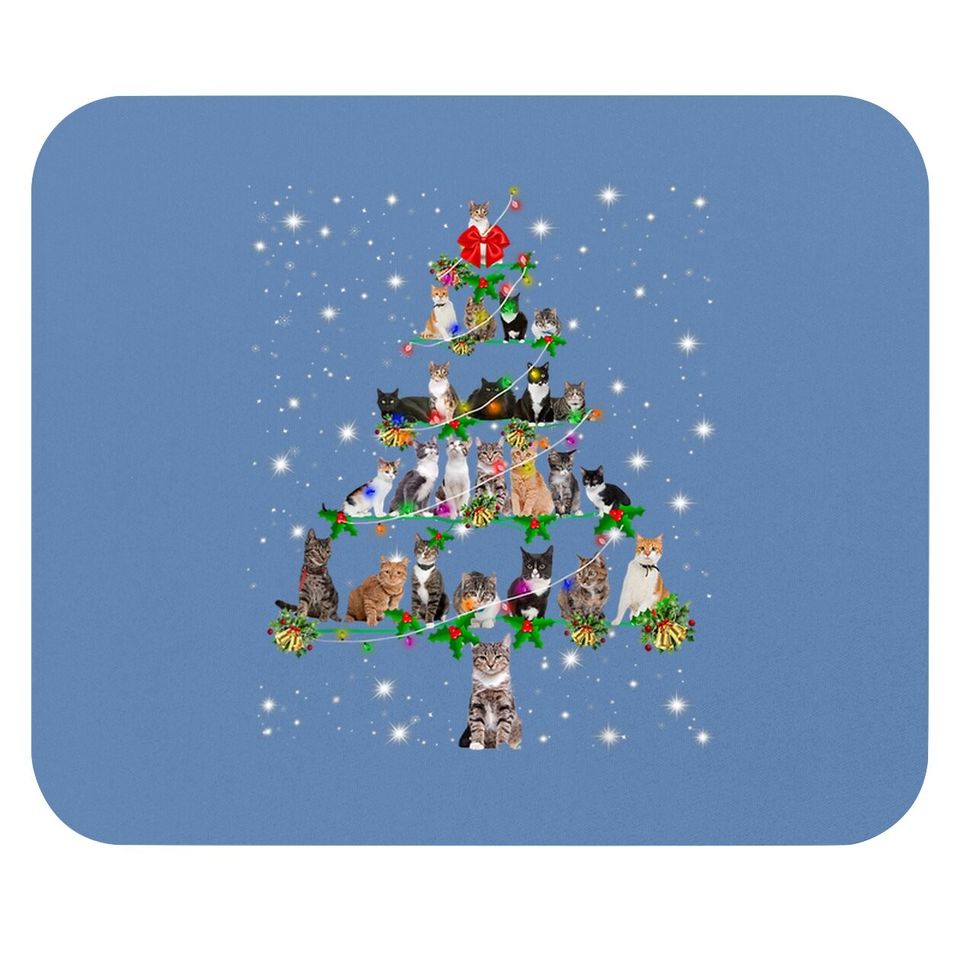 Funny Cats Christmas Tree Mouse Pad