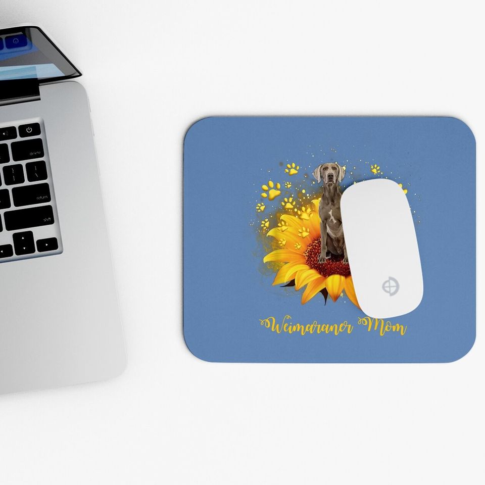Weimaraner Mom Sunflower With Dog Paw Mouse Pad