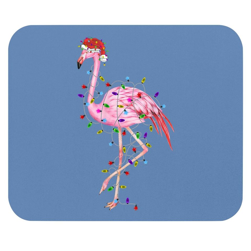 Flamingo Christmas Tree Lights Santa Pajamas Family Xmas Mouse Pad
