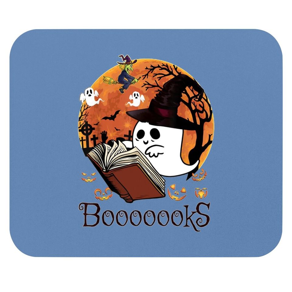 Booooks! Ghost Reading Books Halloween Mouse Pad