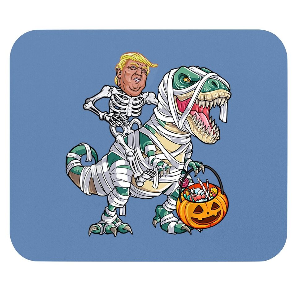 Donal Trump Riding Mummy Dinosaur T-rex Halloween Mouse Pad