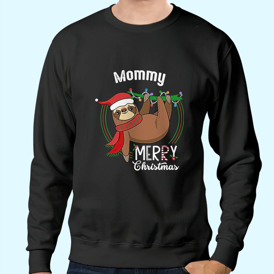 Custom Matching Sloth Merry Christmas Pajamas Mommy Sweatshirts