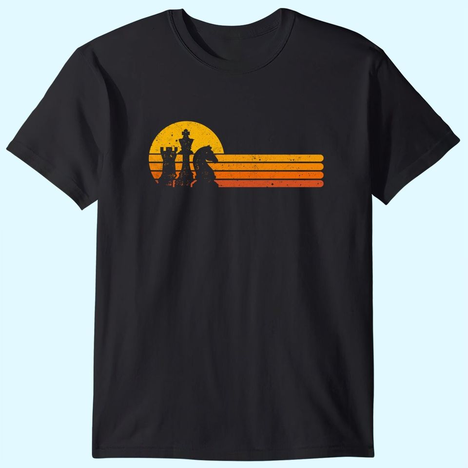 Vintage Chess Player Sunset Pieces T Shirt