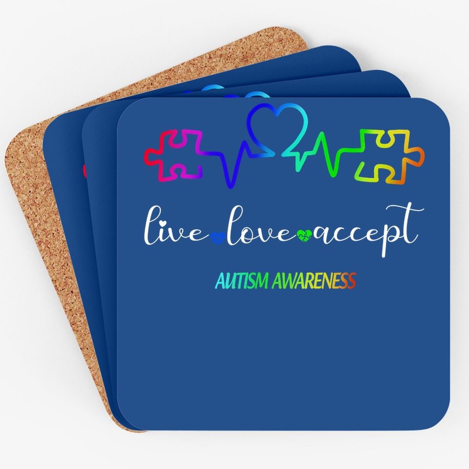 Live Love Accept Autism Awareness Coaster