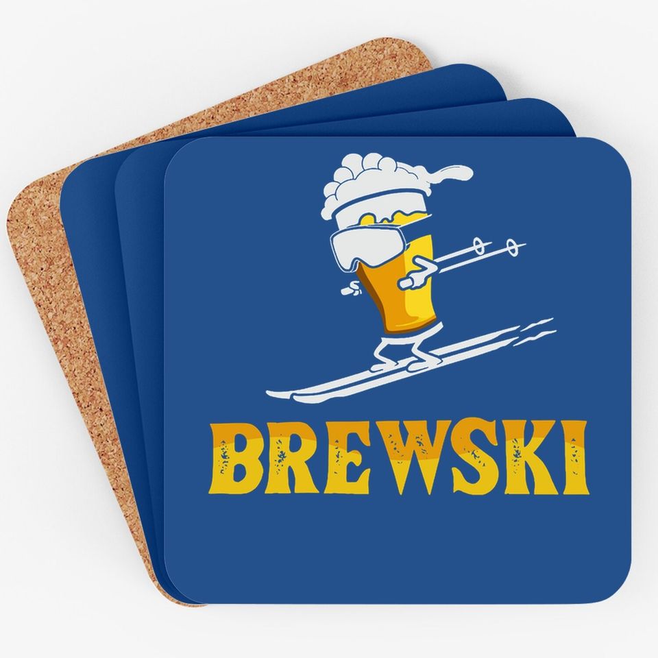 Brewski Skiing Beer Coaster