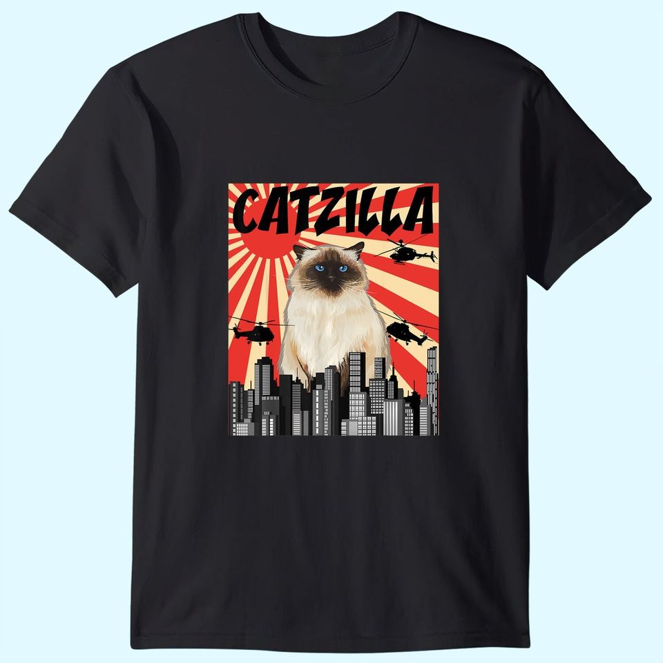 Retro Japanese Catzilla Himalayan Cat T-Shirt