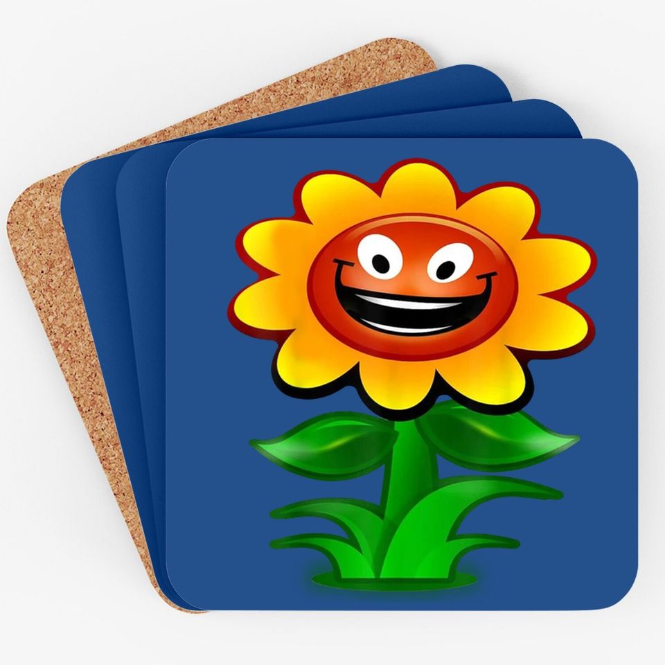 Happy Sunflower Cartoon Coaster