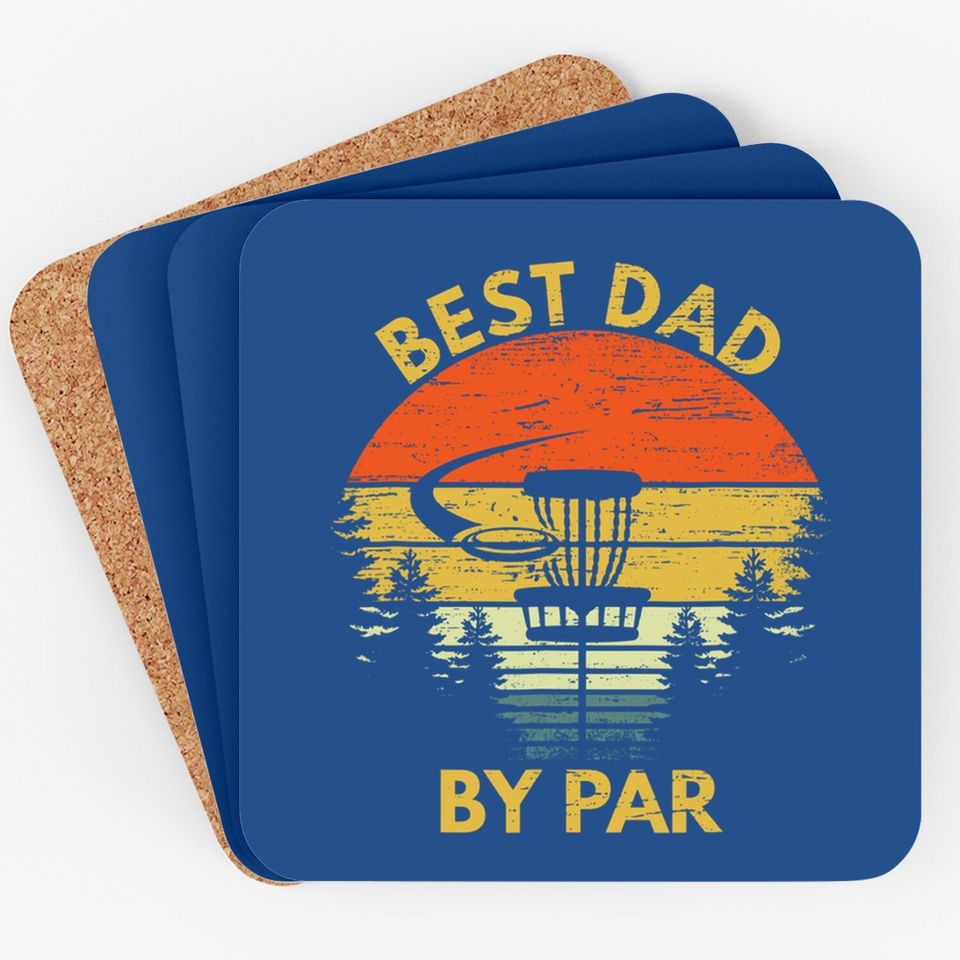 Vintage Best Dad By Par Disc Golf Gift Fathers Day Gift Coaster