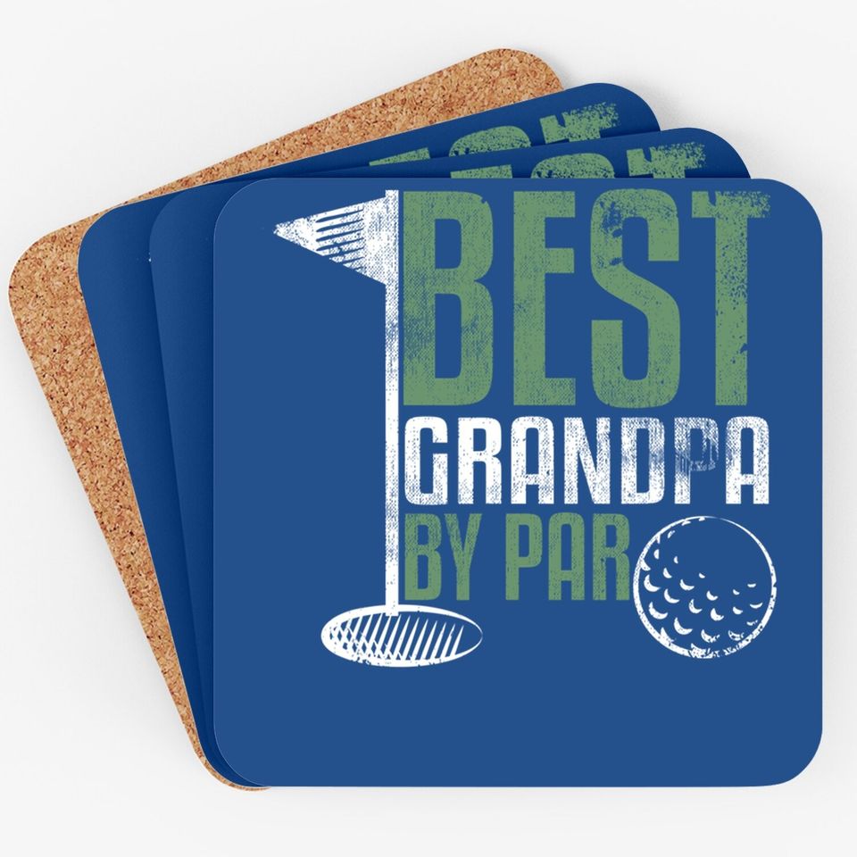 Best Grandpa By Par Father's Day Golf Grandad Golfing Gift Coaster