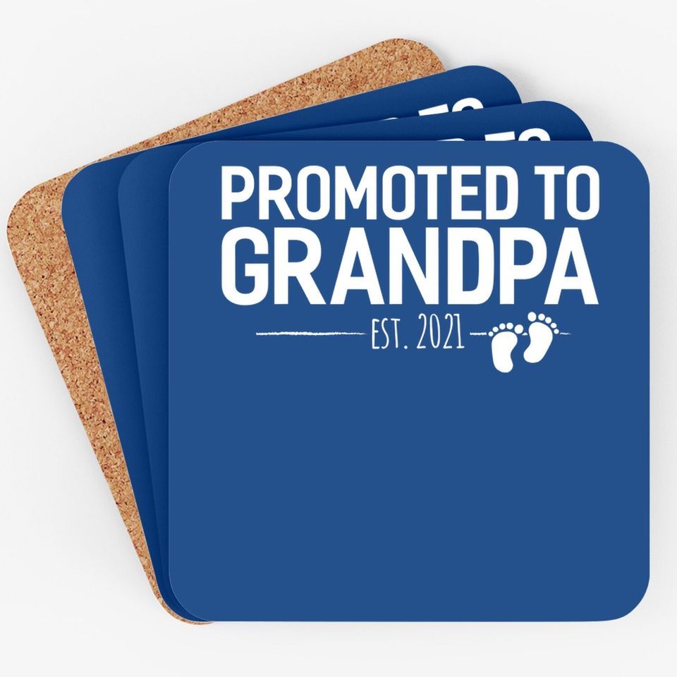Promoted To Grandpa 2021, Baby Reveal Granddad Gift Coaster