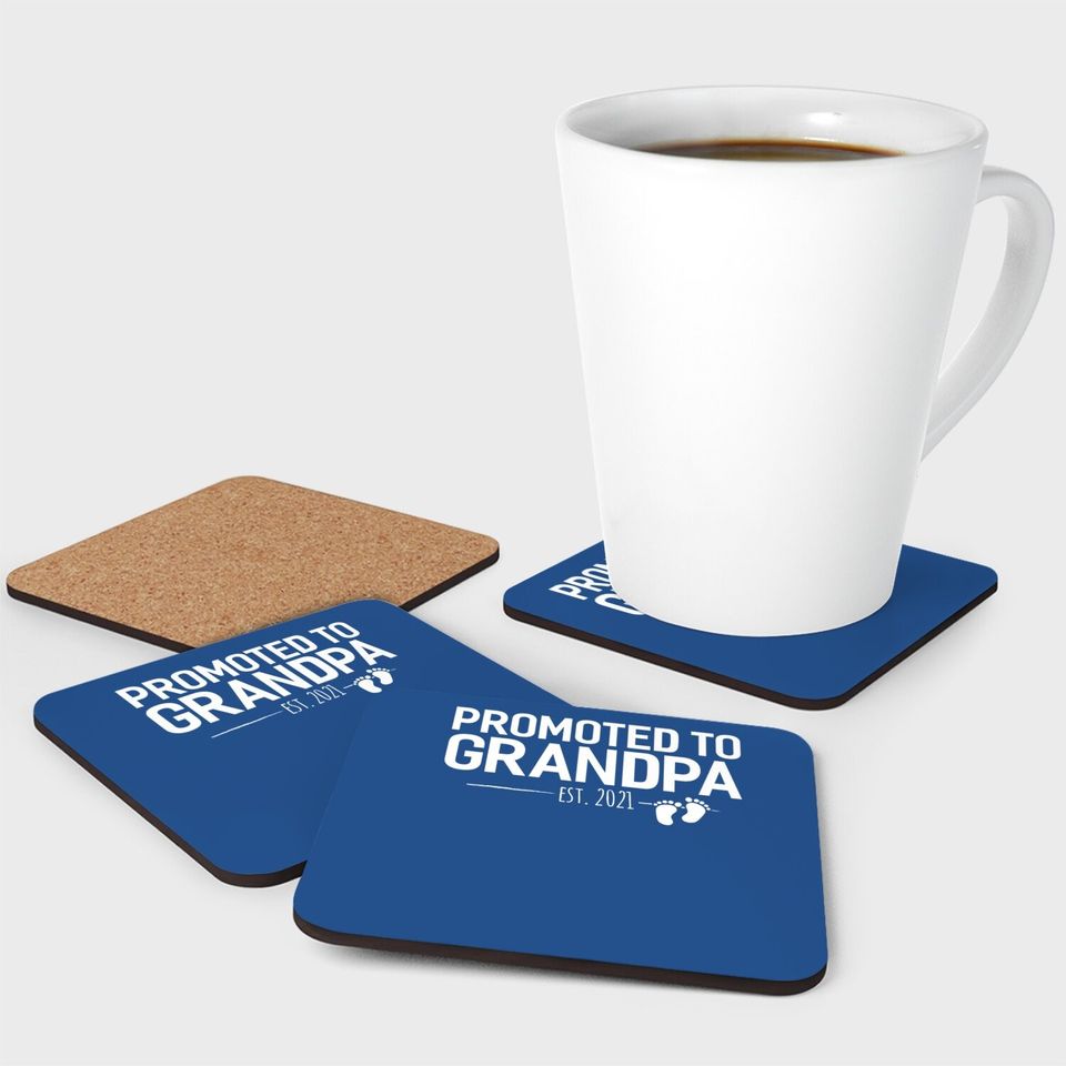 Promoted To Grandpa 2021, Baby Reveal Granddad Gift Coaster