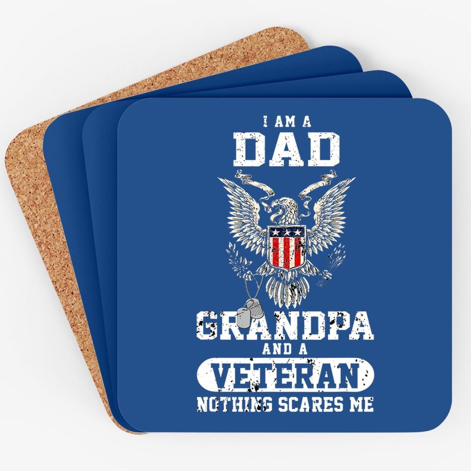 I Am A Dad Grandpa And A Veteran Coaster Gift