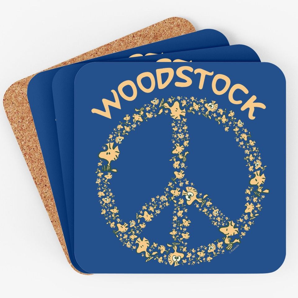 Peanuts Woodstock 50th Anniversary Peace Sign Coaster