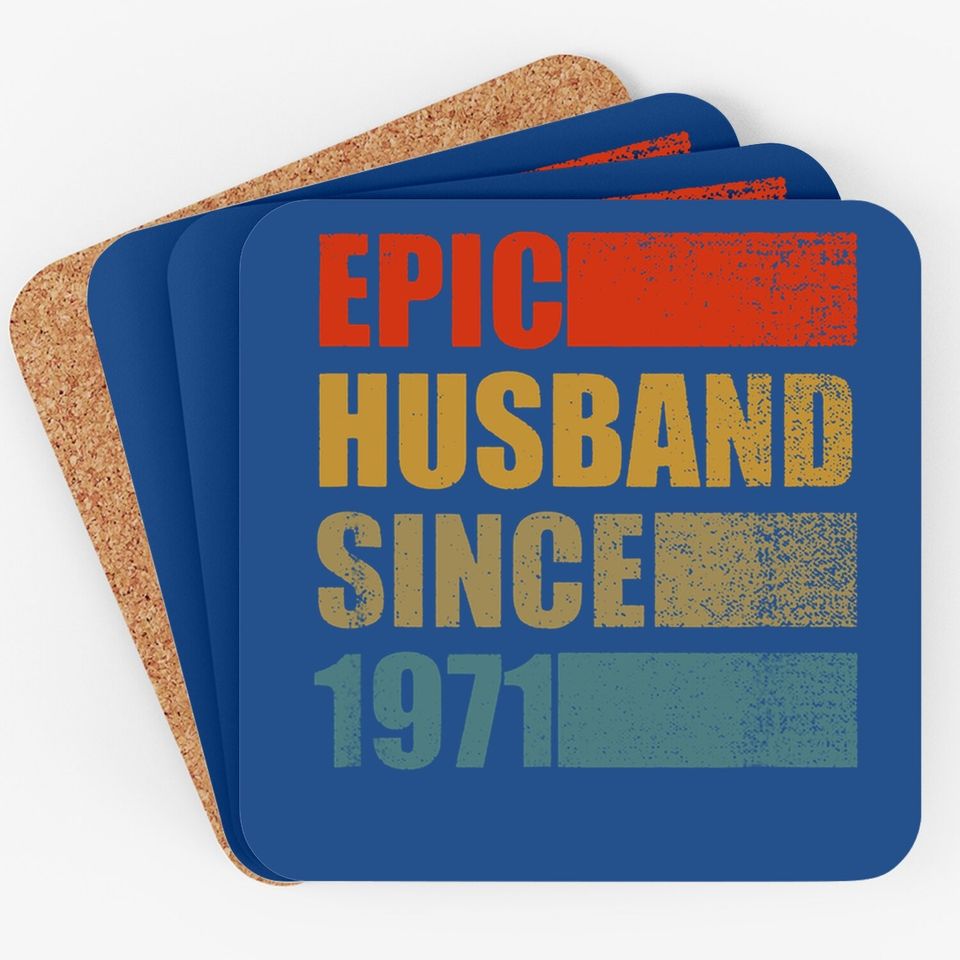 Epic Husband Since 1971 Vintage 50th Wedding Anniversary Coaster