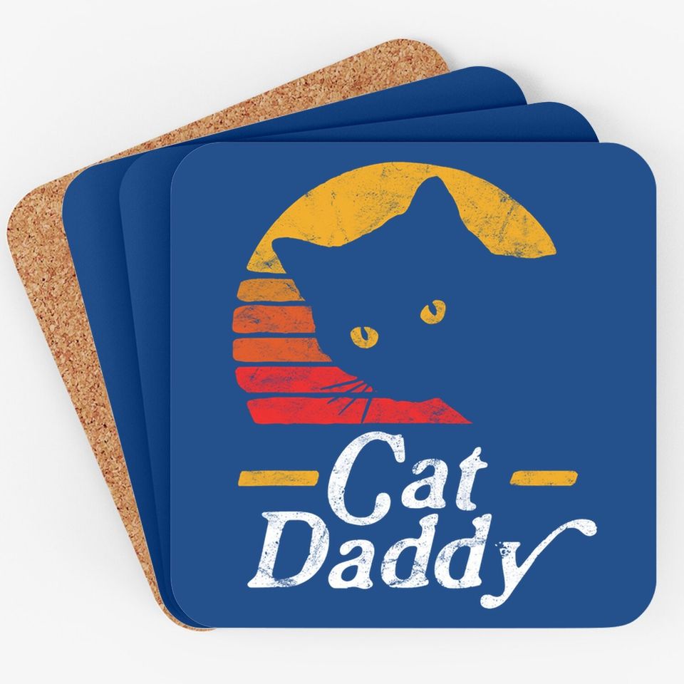Cat Daddy Vintage Eighties Style Cat Retro Distressed Coaster