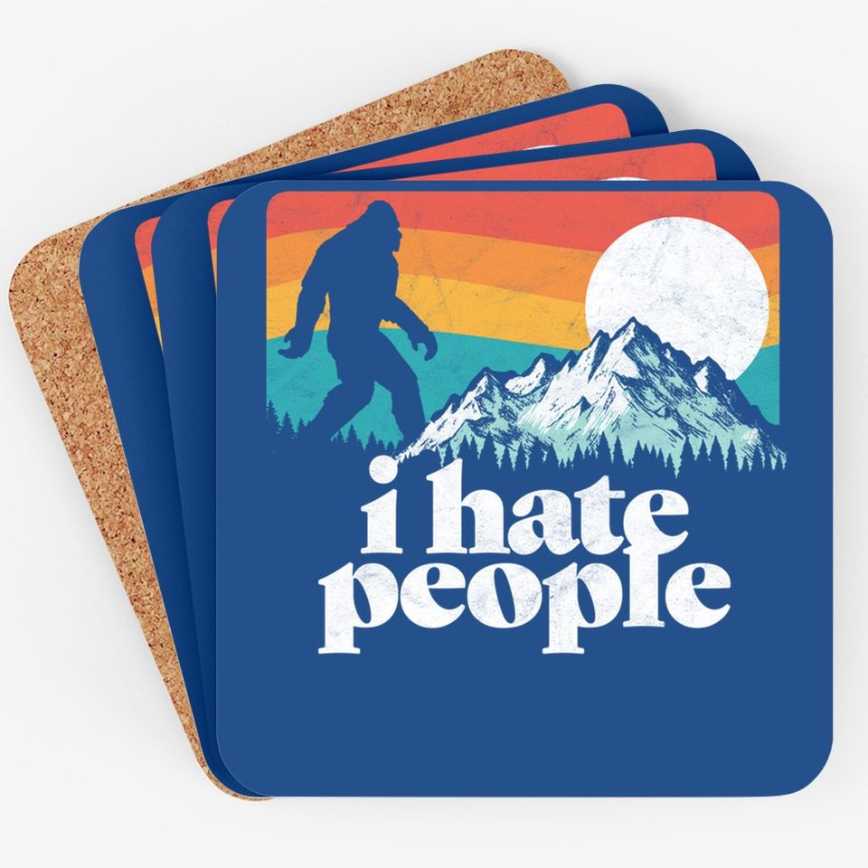 I Hate People! Funny Bigfoot Mountains Retro Coaster