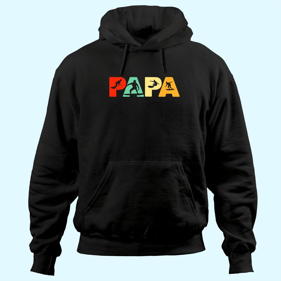 Mens Surf Dad, Retro Papa Surfing Father's Gift Hoodie