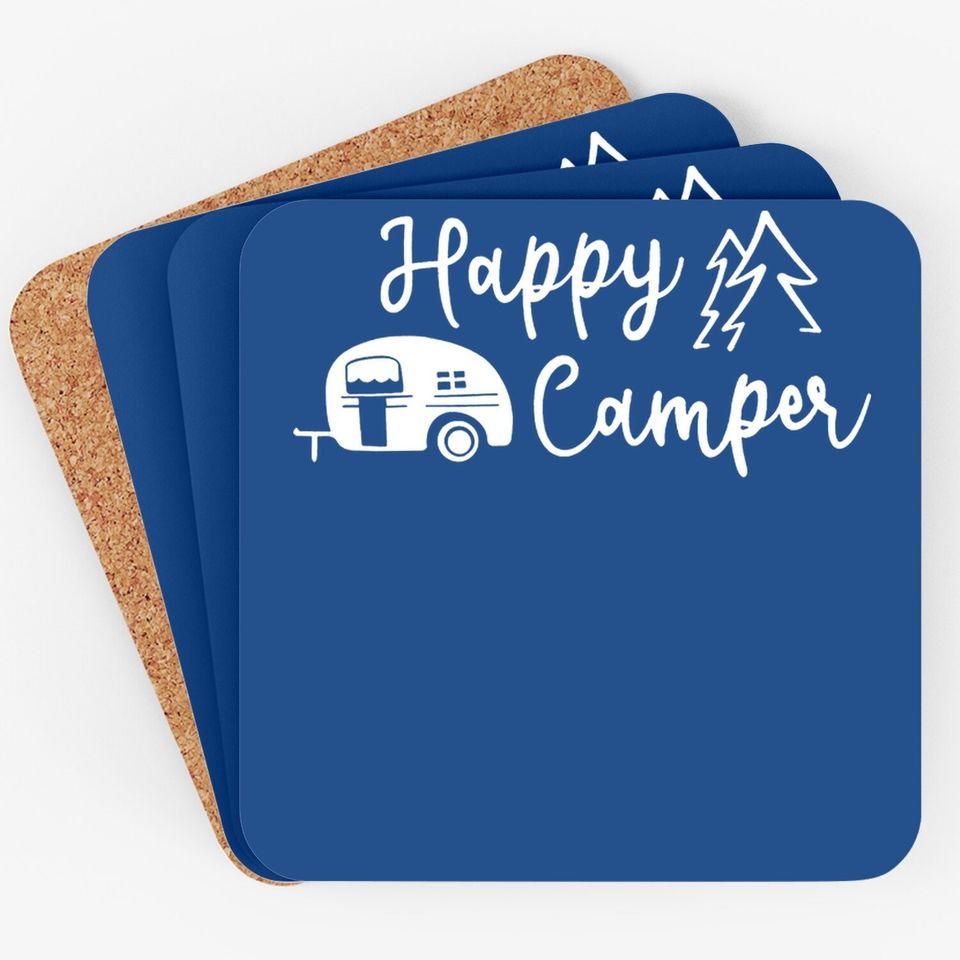 Hiking Camping Coaster For Funny Graphic Coaster Coaster Happy Camper Letter Print Casual Coaster Tops