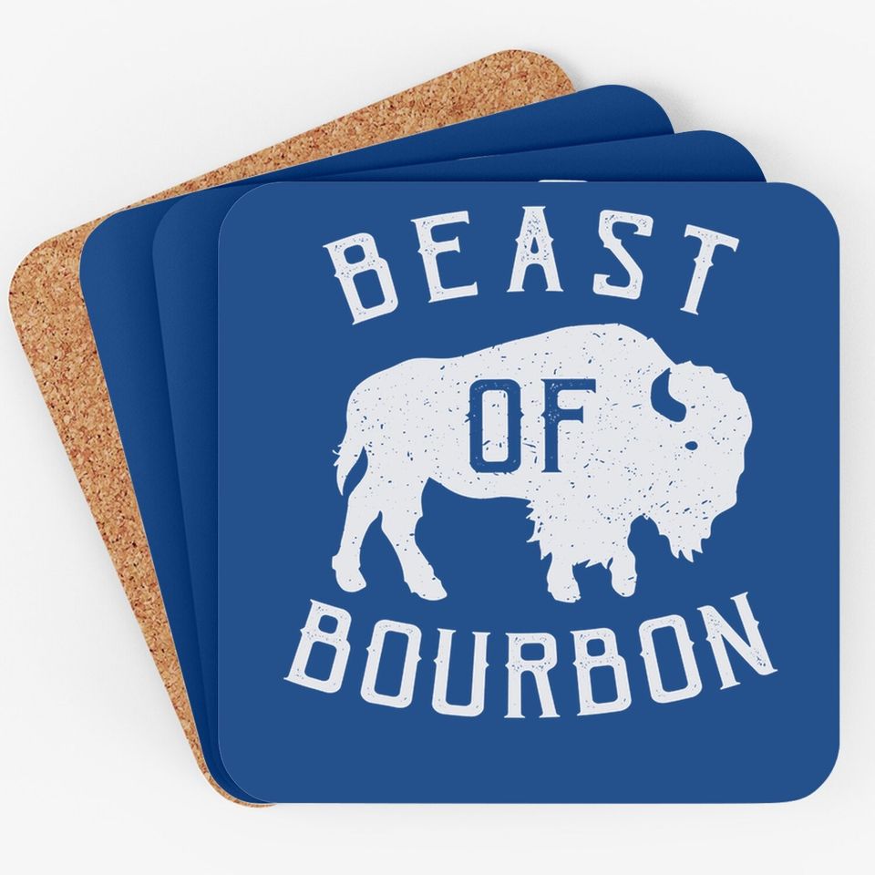 Beast Of Bourbon Drinking Whiskey Design Bison Buffalo Party Coaster