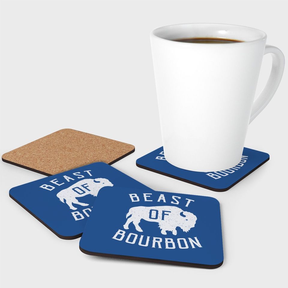 Beast Of Bourbon Drinking Whiskey Design Bison Buffalo Party Coaster