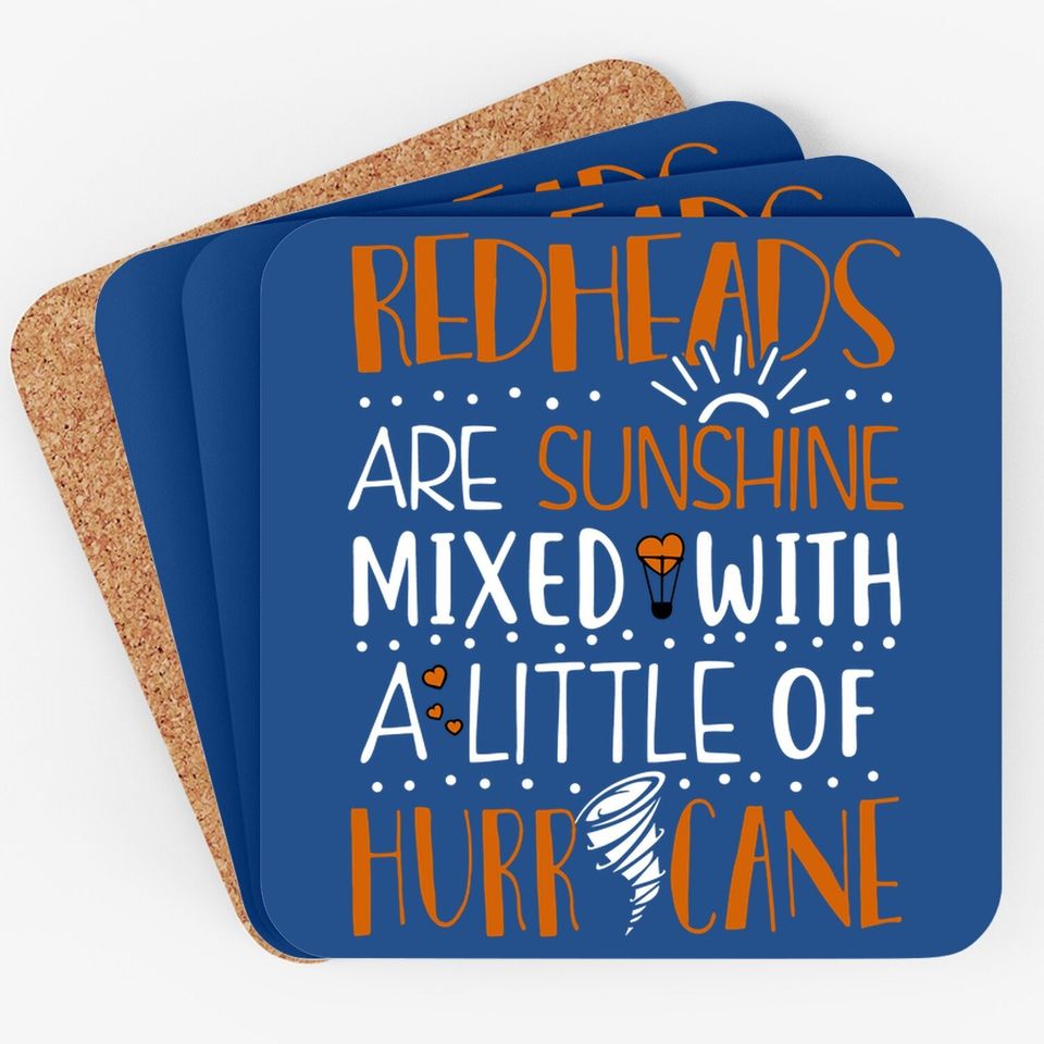 Redheads Are Sunshine With A Hurricane Funny Redhead Coaster