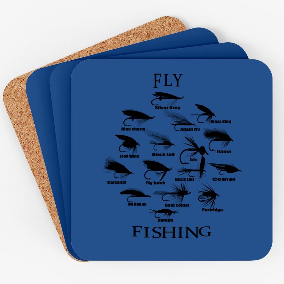 Vintage Fly Fishing Lures In Sketch Coaster