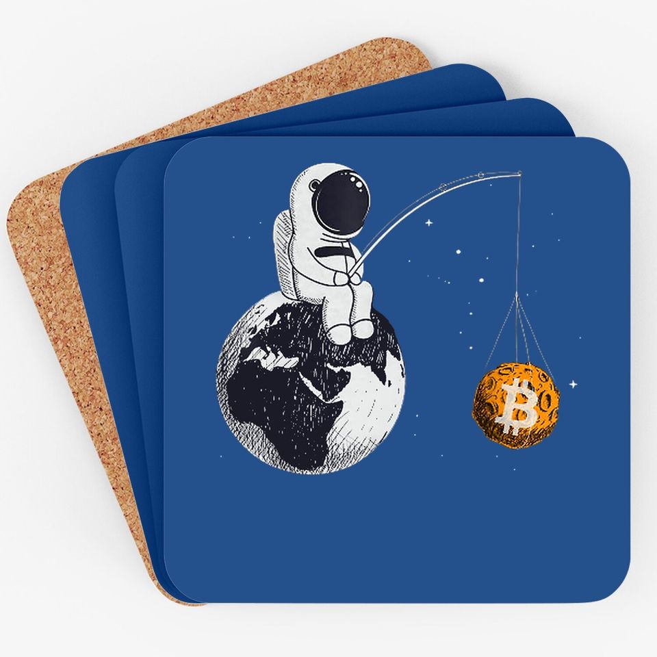 Bitcoin Funny An Astronaut Fishing For A Bitcoin Moon Gift Coaster