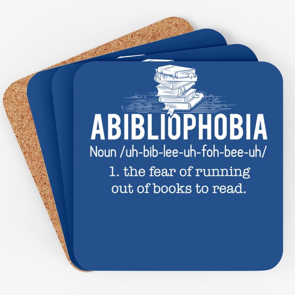 Abibliophobia - Funny Reading Bookworm Reader Gift Coaster