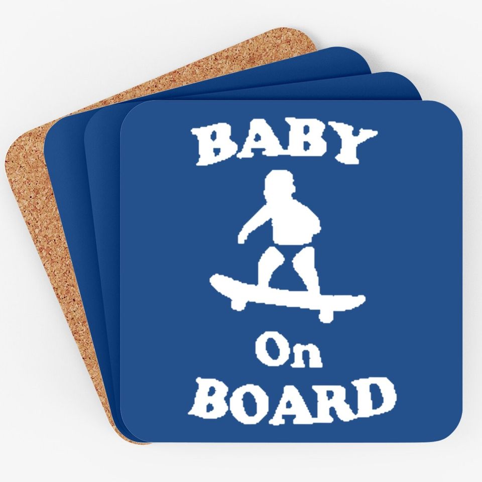 Baby On Board Skateboard Surf Solar Opposites Funny Meme Gag Coaster