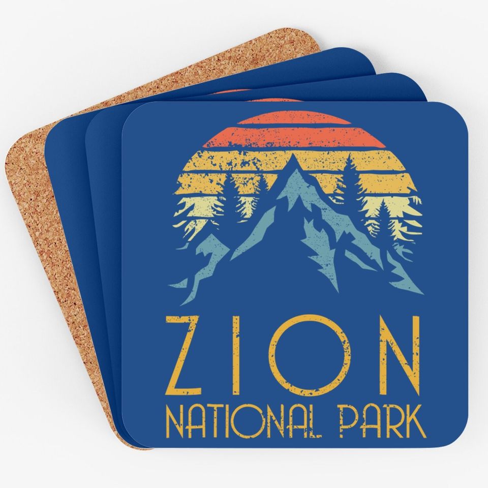 Vintage Retro Zion National Park Utah Coaster