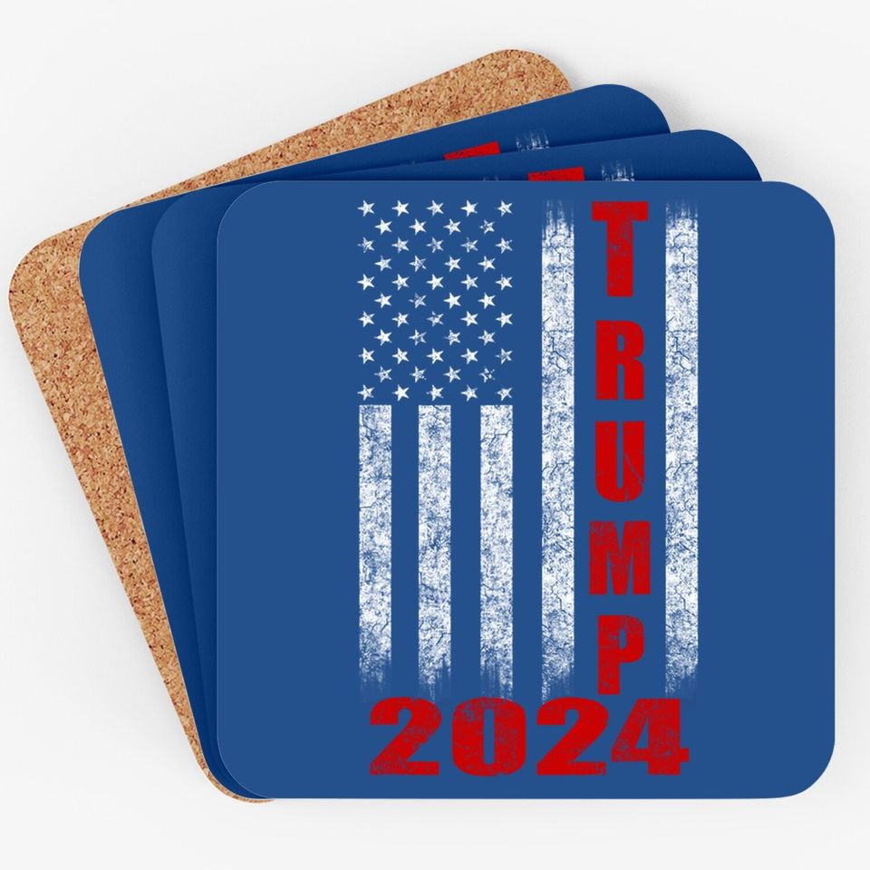American Flag Design Trump 2024 Coaster