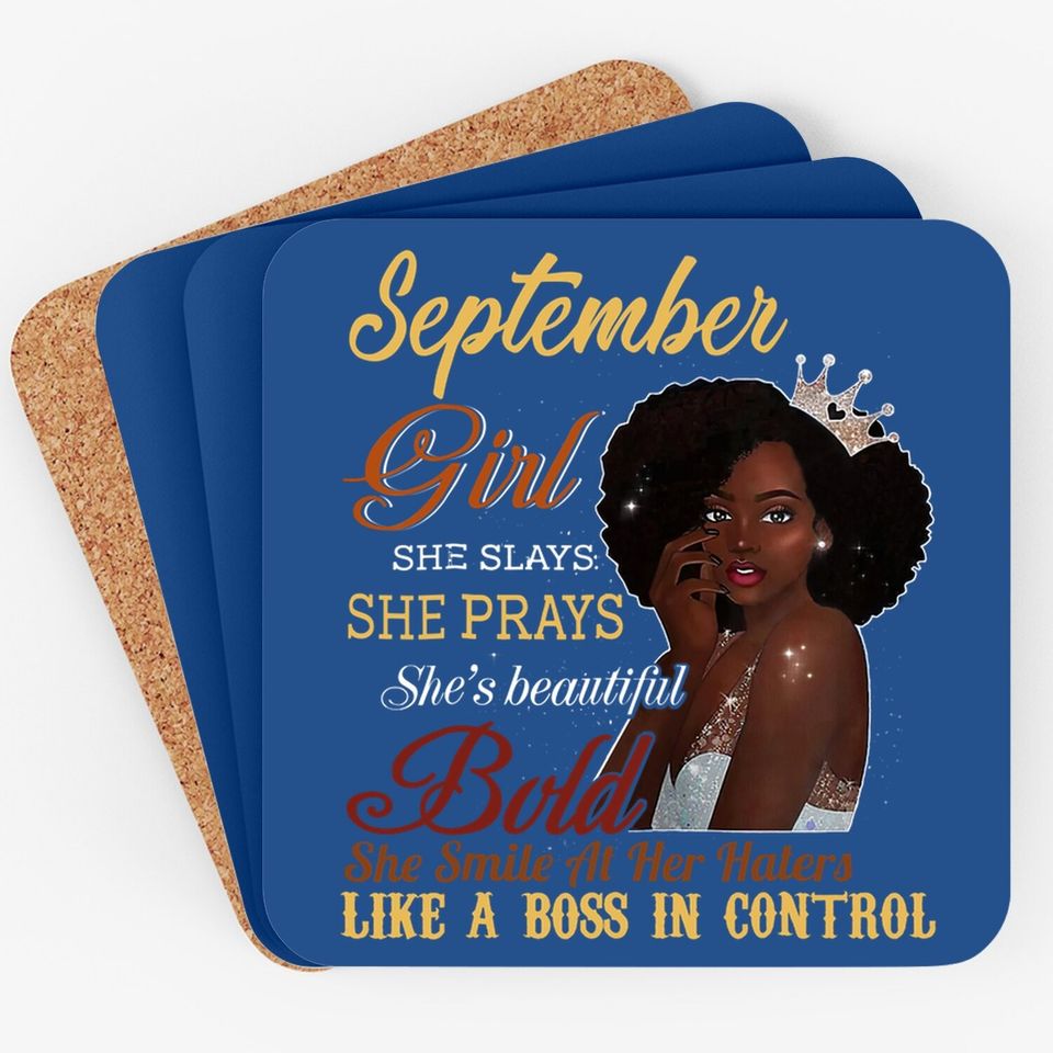 September Girl She Slays She Prays Beautiful Birthday Coaster