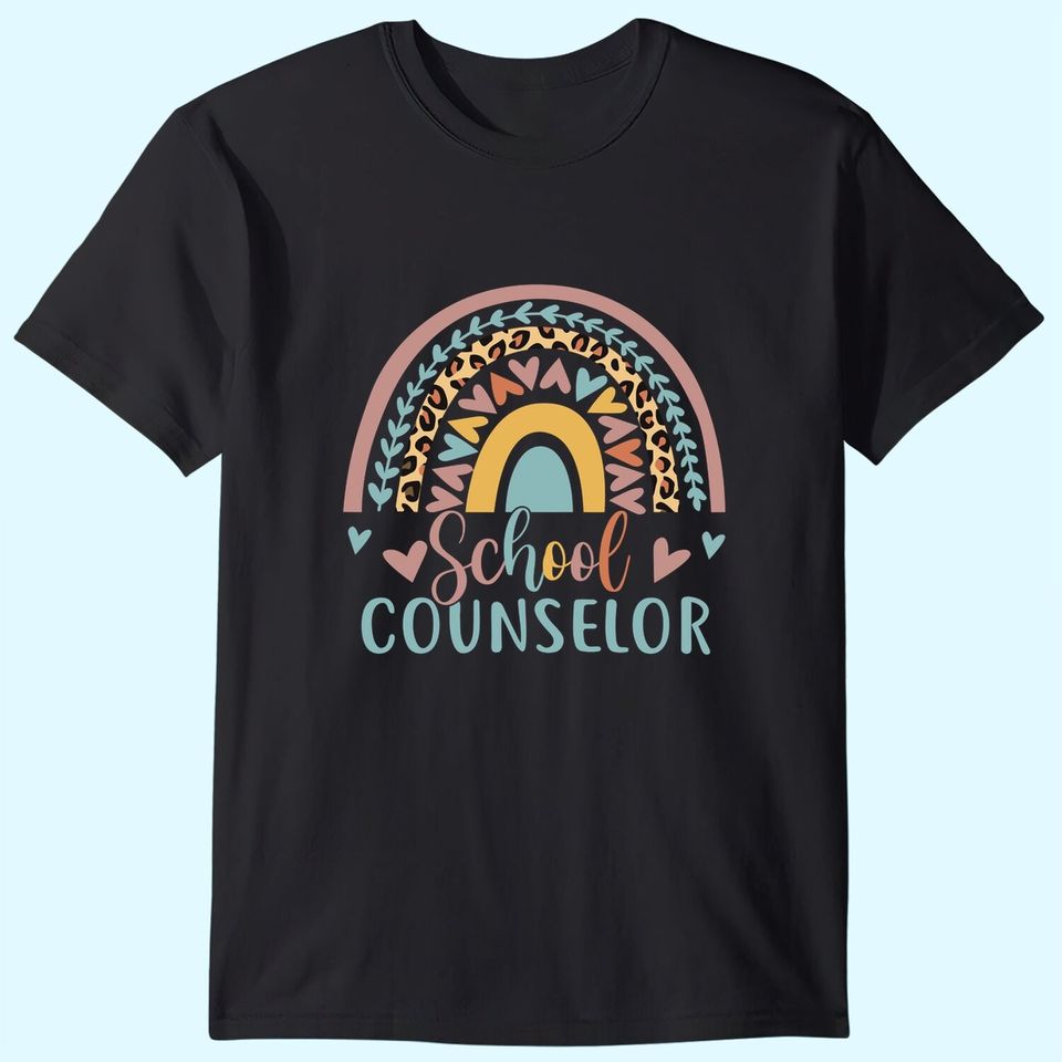School Counselor Rainbow Leopard Print T-Shirt