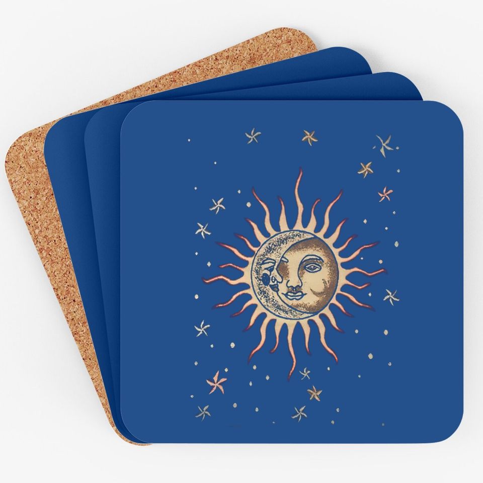 Vintage Sun And Moon Graphic Coaster