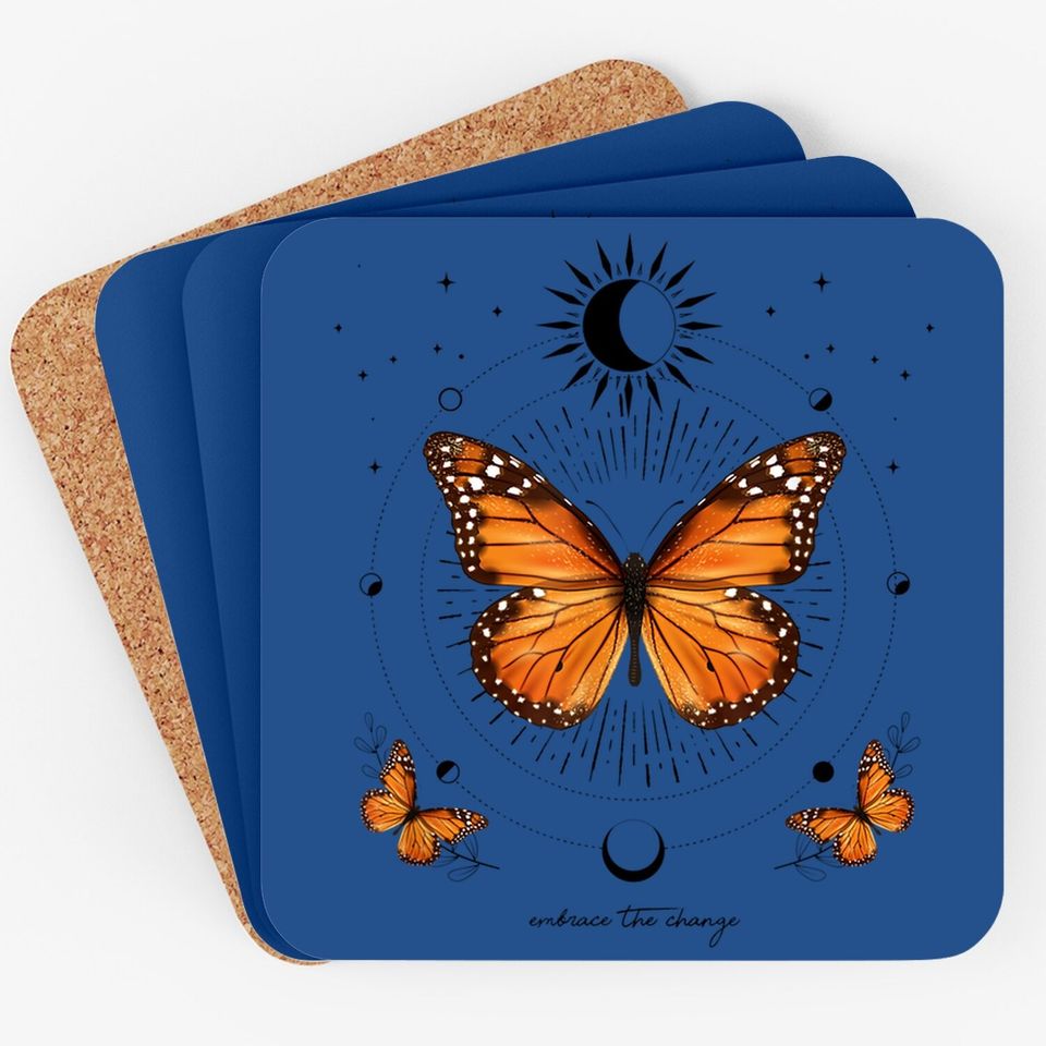 Monarch Butterfly Celestial Butterfly Sun Moon Phase Gift Coaster
